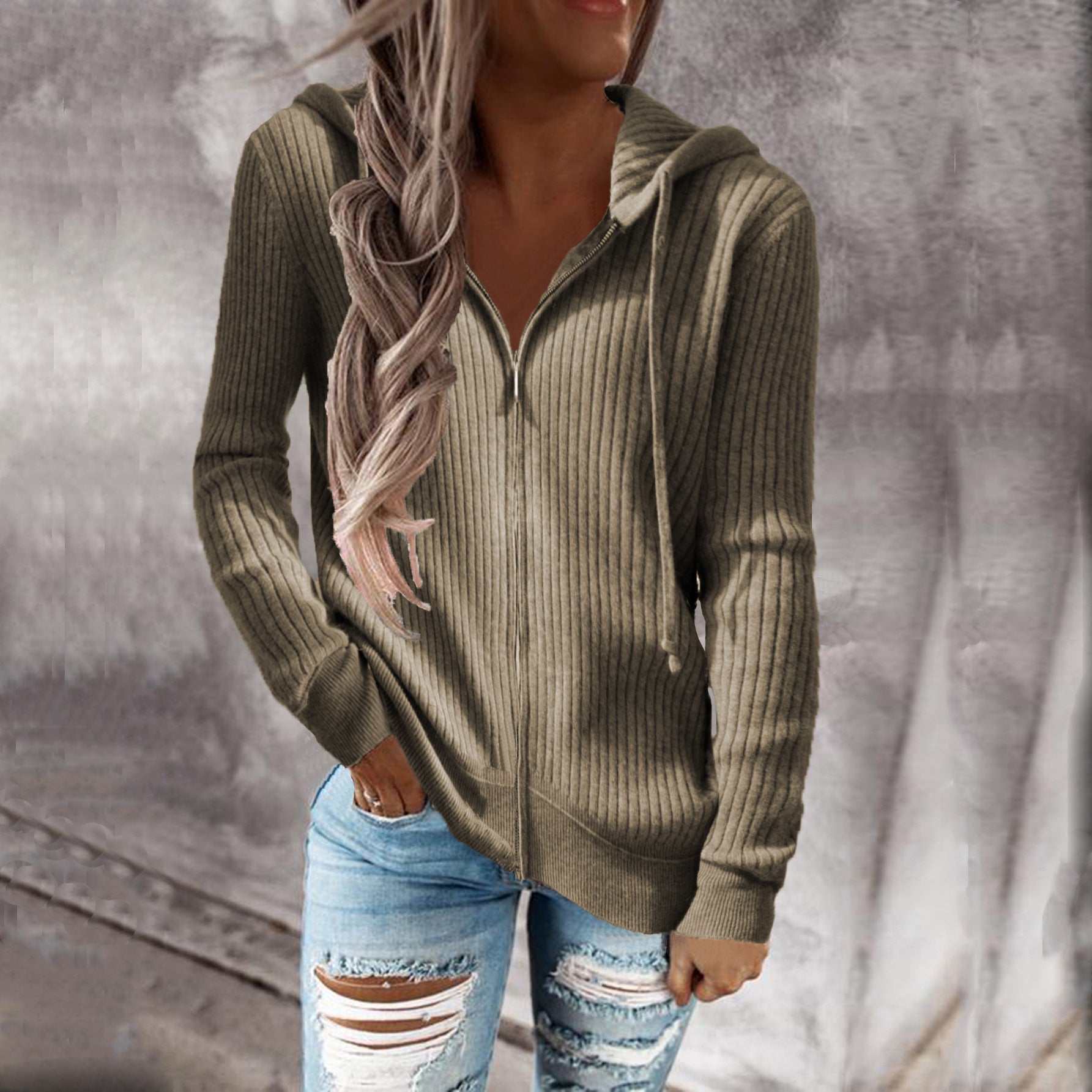 Damen Kapuzenjacke aus strukturiertem Material mit praktischen Taschen Krohn-e