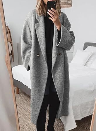 Damen Oversized Wollmantel mit klassischem Revers Krohn-e