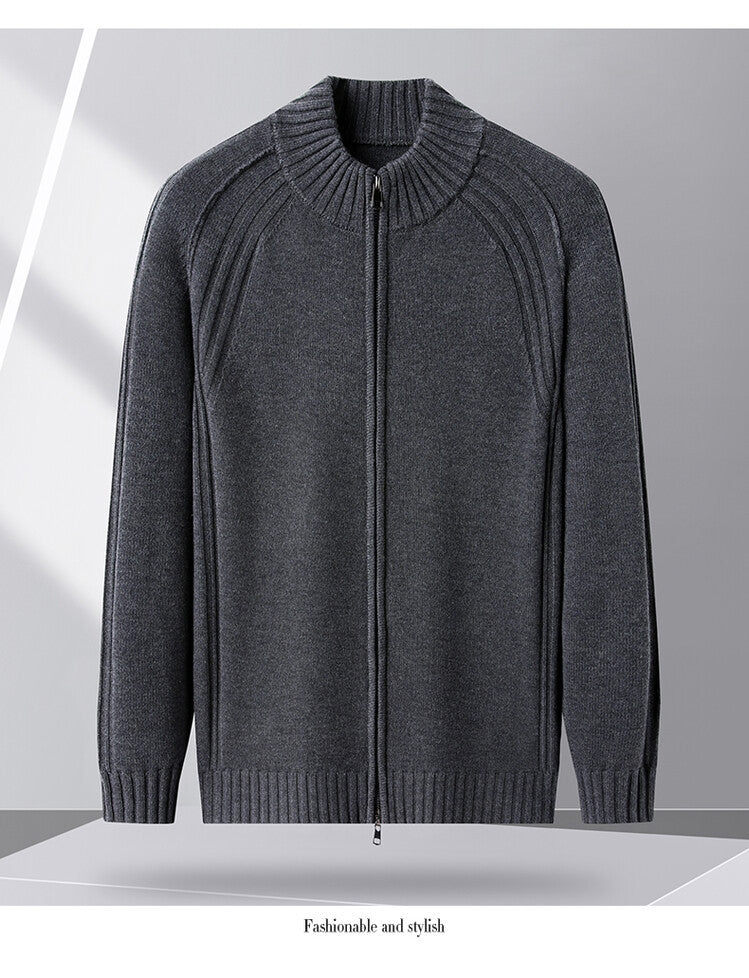 Herren Strickjacke mit Reißverschluss und hohen Kragen Krohn-e