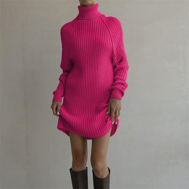 Damen Strickkleid mit hohem Kragen und großen Ärmeln Krohn-e