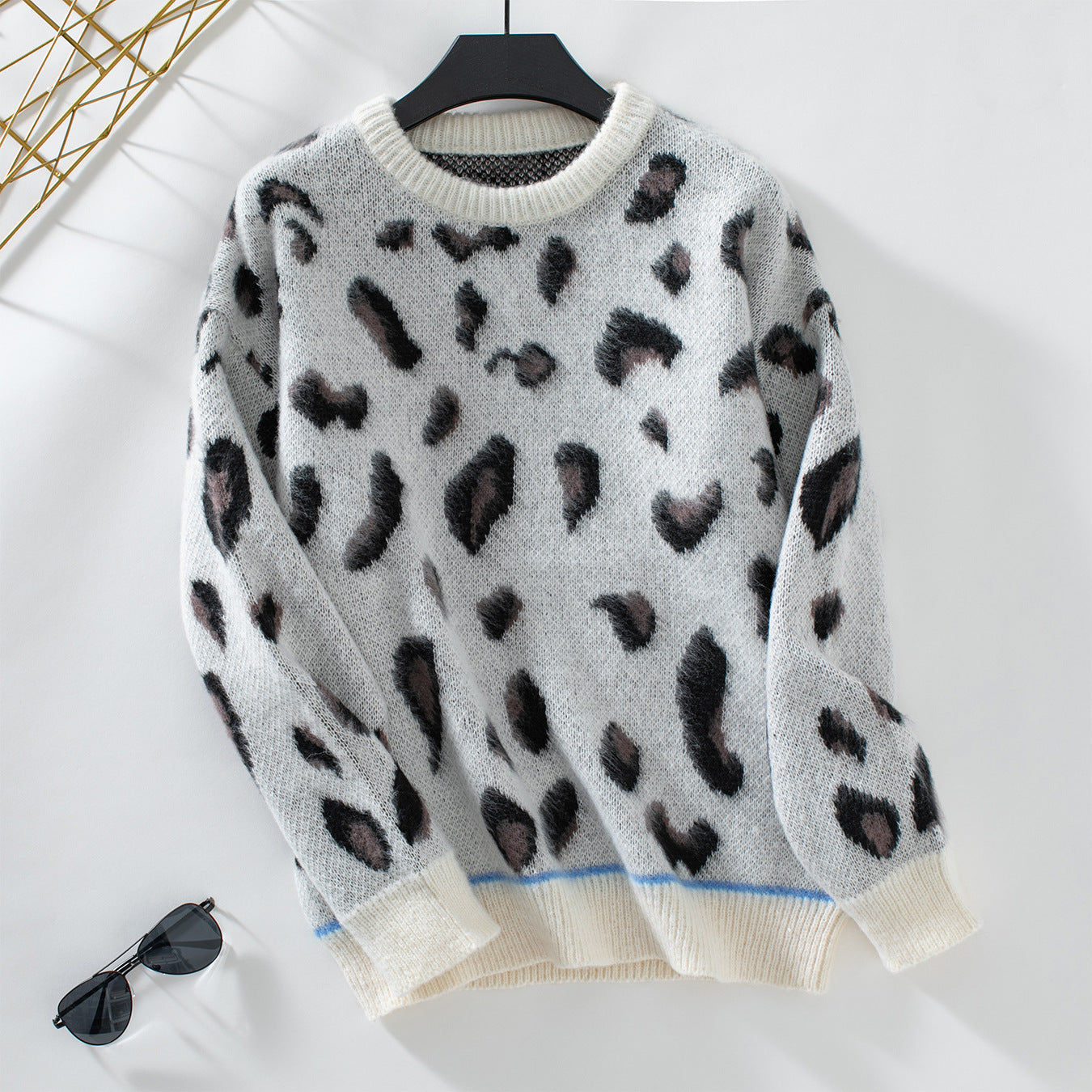 Pullover mit Leopardenmuster, lange Ärmel von Fudus