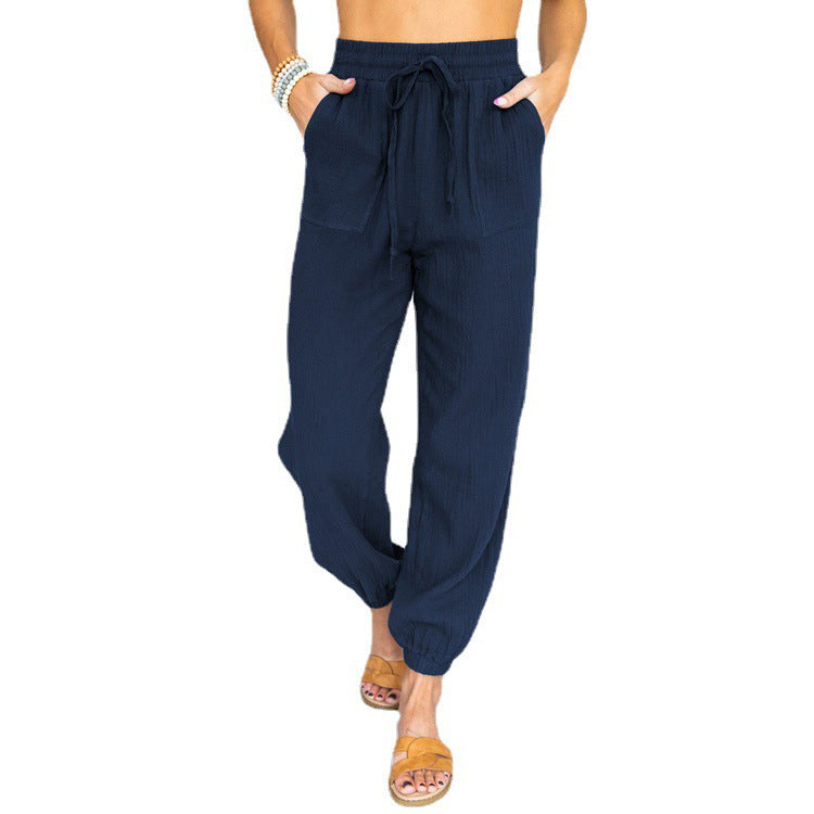 Damen luftige Freizeithose mit elastischem Bund und seitlichen Taschen Krohn-e