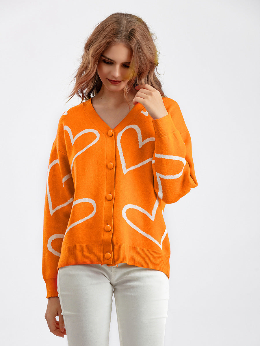 Damen Strickjacke mit Herzmotiv und lockerem Schnitt Krohn-e