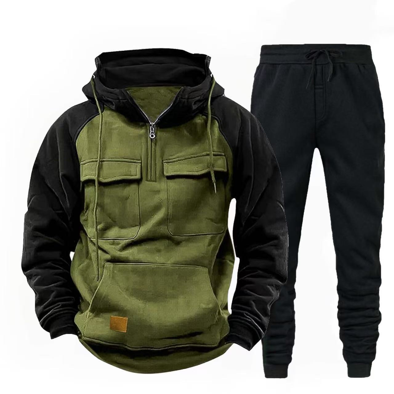 Herren funktionale Kapuzenjacke mit Reißverschluss und Jogginghose Krohn-e