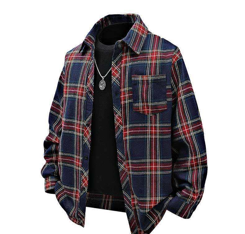 Herren Flanellhemd mit kariertem Design und aufgesetzter Brusttasche Krohn-e