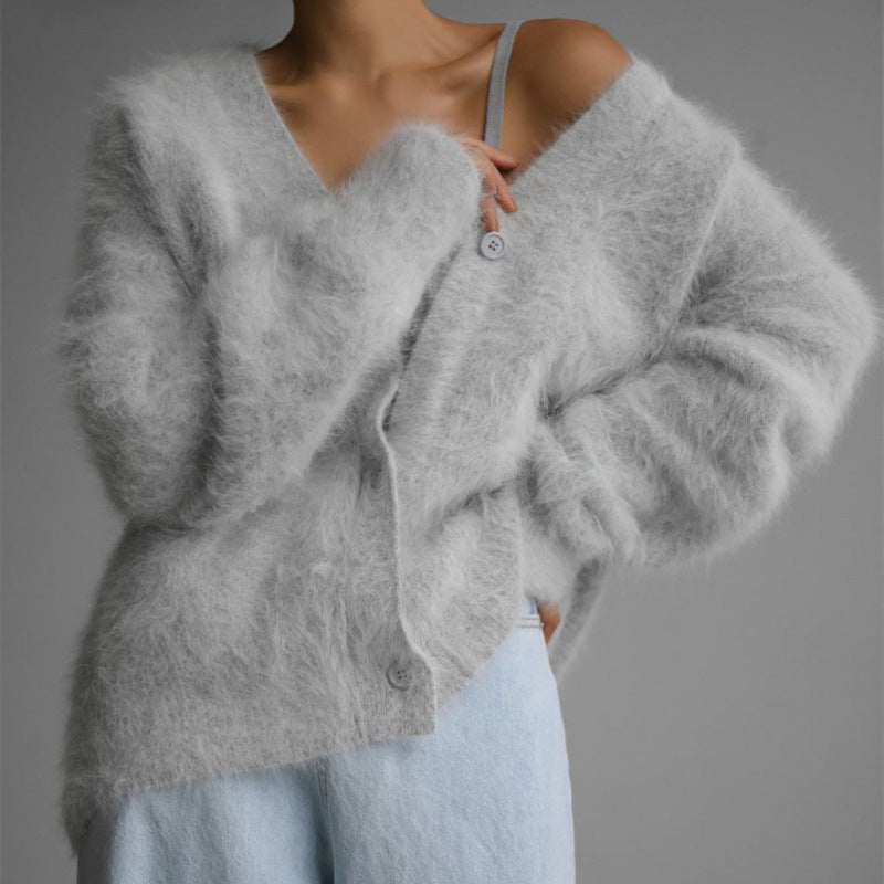 Damen Flauschiger Oversized Cardigan Krohn-e