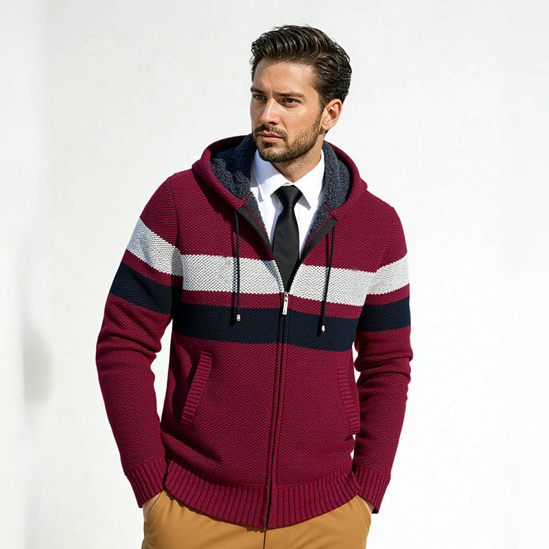 Herren Strickjacke mit Kapuze und modischem Zipper Krohn-e