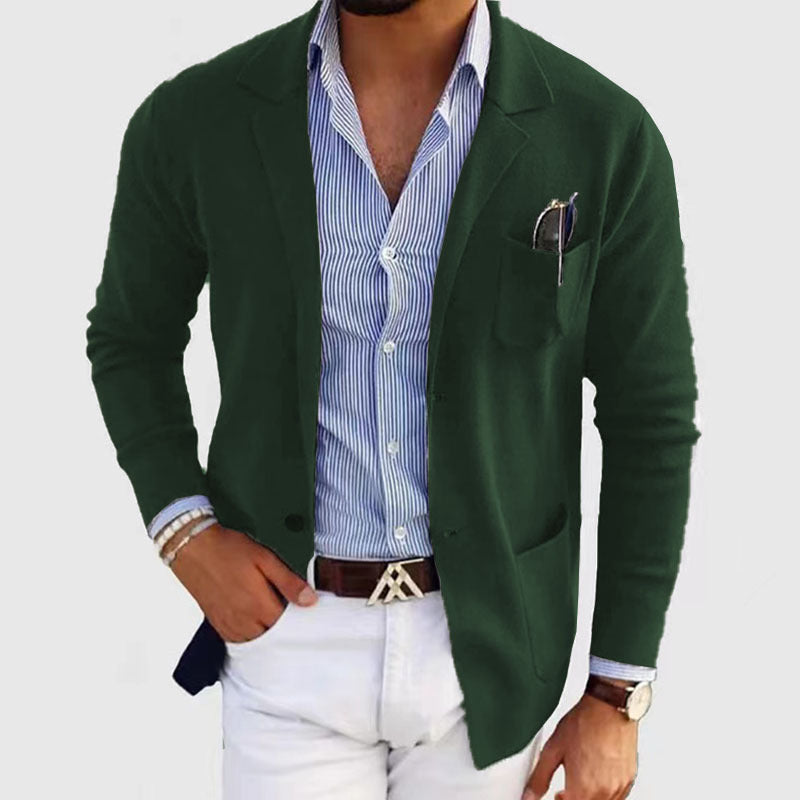 Herren elegante Strickjacke mit dezentem Design und praktischen Taschen Krohn-e