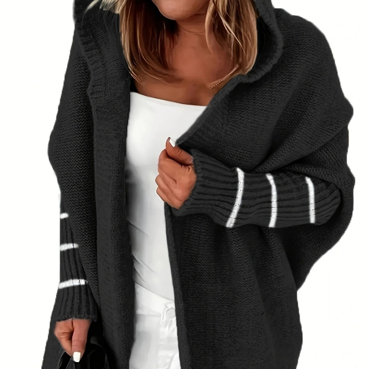 Damen Kuschelige Strickjacke mit Kapuzen und weit geschnittenem Design Krohn-e