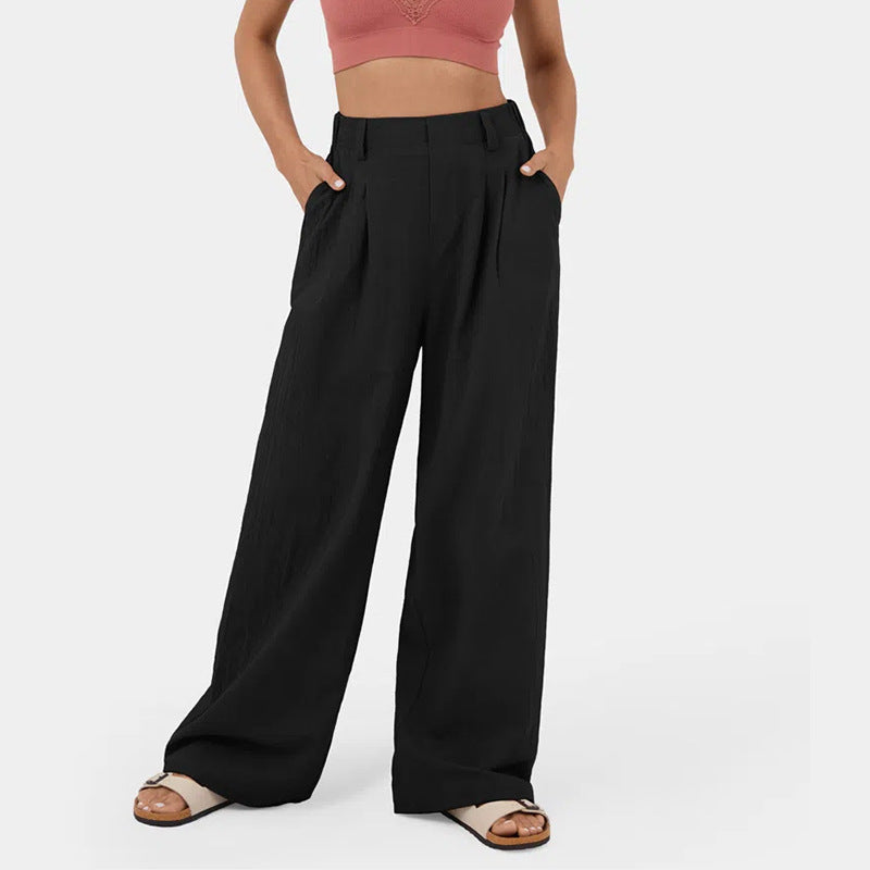 Damen Weite Chinohose mit elegantem Faltenwurf und seitlichen Taschen Krohn-e