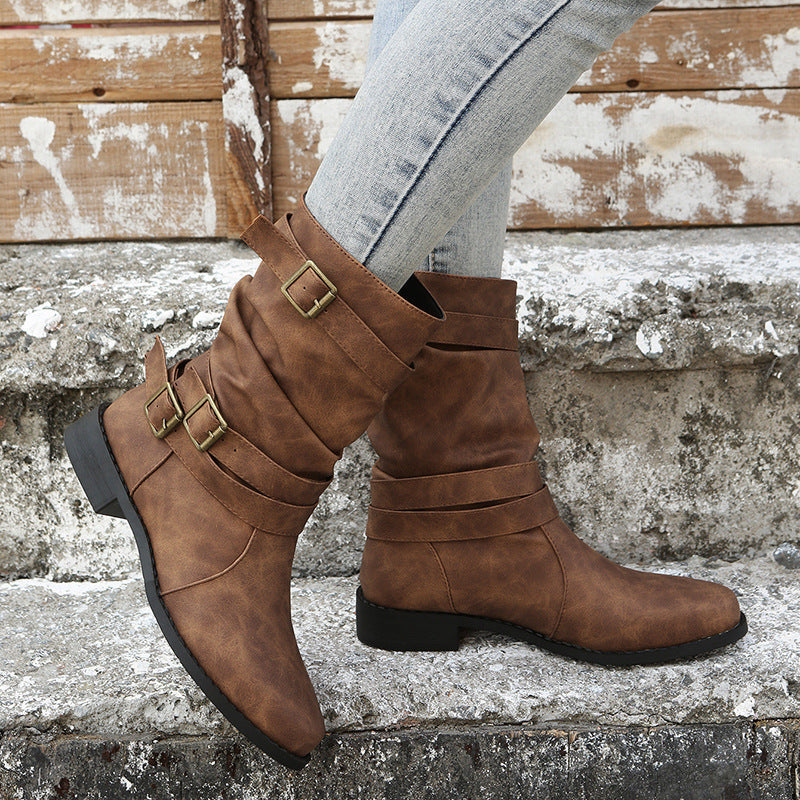 Damen Robuste Stiefel mit modischen Schnallen und lässigem Design Krohn-e