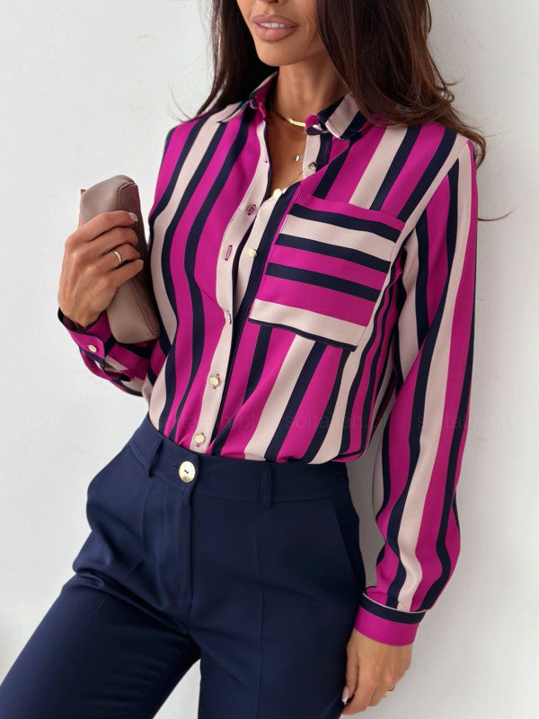 Langarm Bluse mit Knöpfen und Druckmotiv, Reuben