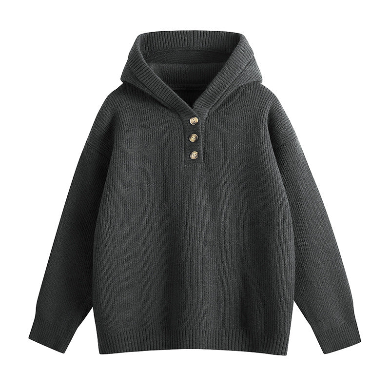 Damen Hochwertiger Strickpullover mit Stehkragen und Knopfdetails Krohn-e