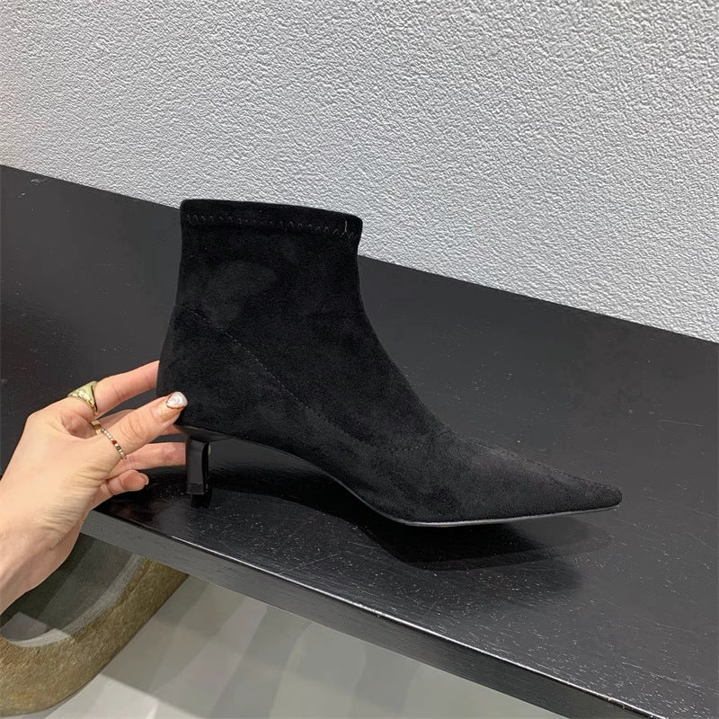 Damen Elegante Ankle-Boots aus weichem Wildleder mit modischem Stiletto Krohn-e