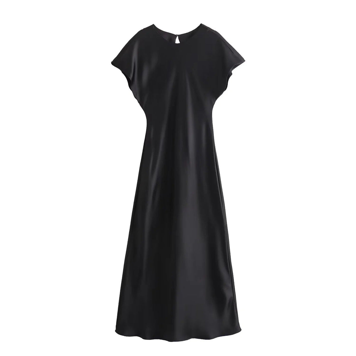 Fudus Midikleid aus satiniertem Stoff, ärmellos und leuchtend