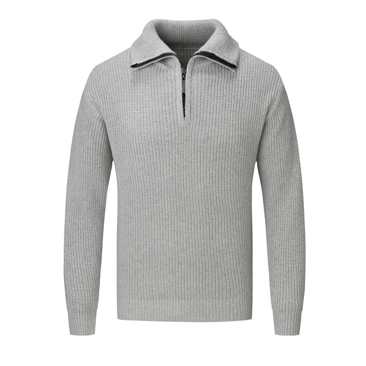 Herren Freizeitpullover mit halbem Reißverschluss und strukturiertem Strickmuster Krohn-e