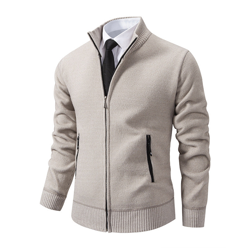 Herren Strickjacke mit hohem Kragen und modernen Reißverschlusstaschen Krohn-e