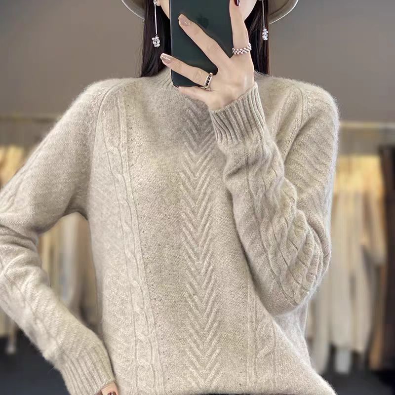 Damen Grobstrickpullover mit Zopfmuster und elegantem Rundhalsausschnitt Krohn-e