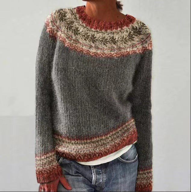 Frauenpullover mit geometrischem Strickmuster