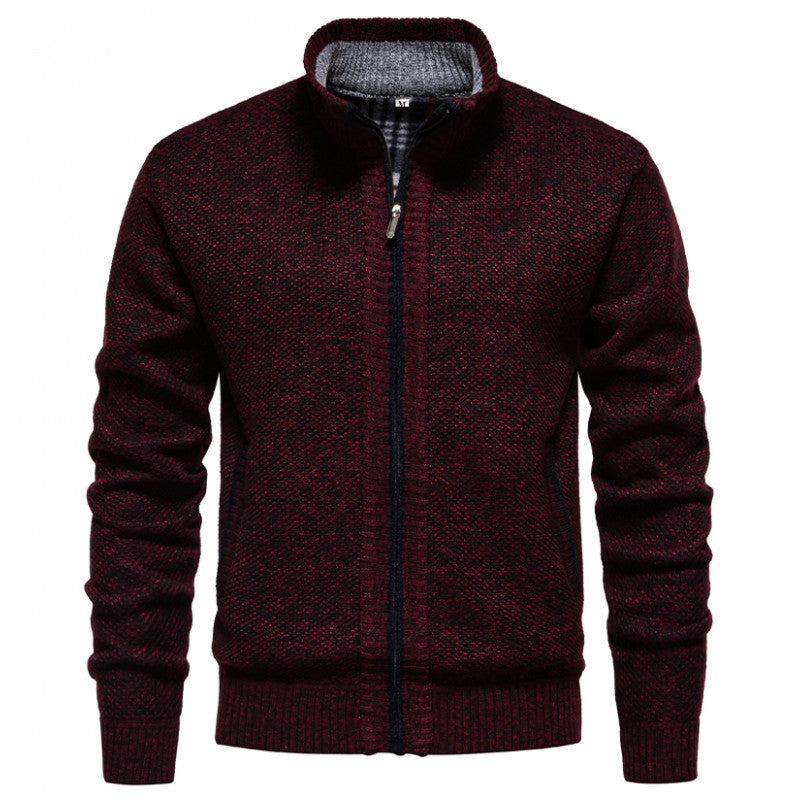 Herren stylischer Strickjacke mit hohem Kragen und praktischen Taschen Krohn-e