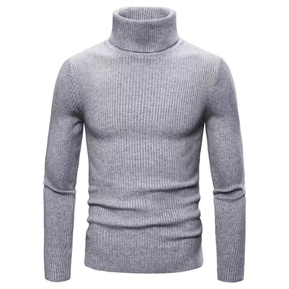 Herren hochwertiger Rollkragenpullover aus feinem Rippstrick Krohn-e