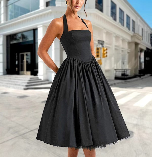 Damen A-Linien Cocktailkleid mit schulterfreiem Design und voluminösem Rock Krohn-e