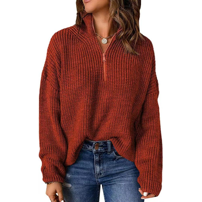 Damen Strickpullover mit kurzem Reißverschluss Krohn-e