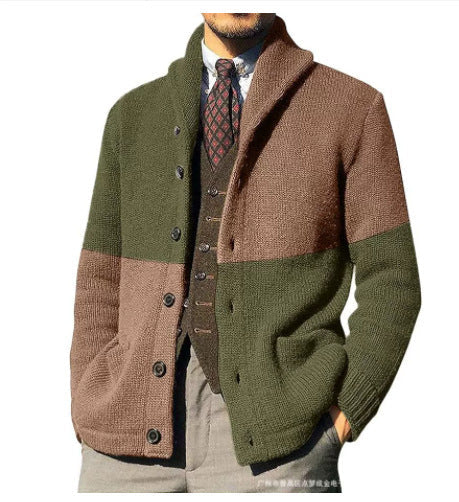 Herren Strickjacke mit modernem Schalkragen und durchgehendem Knopfverschluss Krohn-e