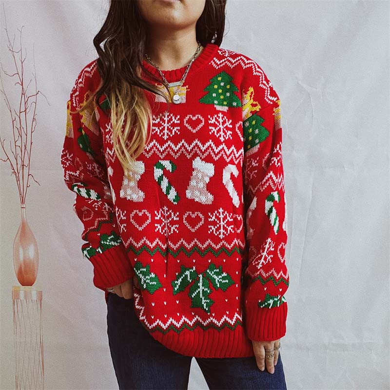 Krohn-e | Weihnachtlicher Strickpullover Mit Schneeflockenmotiv