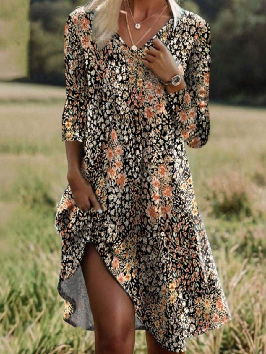 Damen Freizeitkleid mit modischem V-Ausschnitt und Seitenschlitz Krohn-e