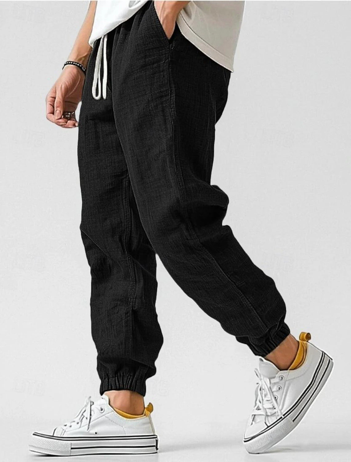 Herren Bequeme Leinenhose mit elastischem Bund und seitlichen Taschen Krohn-e