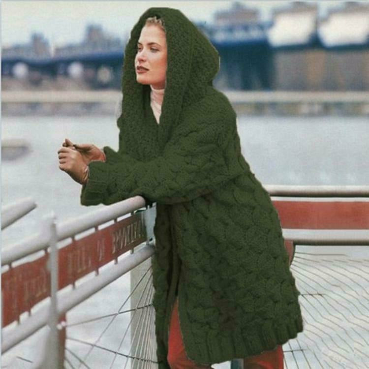 Krohn-e | Langer Strickjacke mit Kapuze