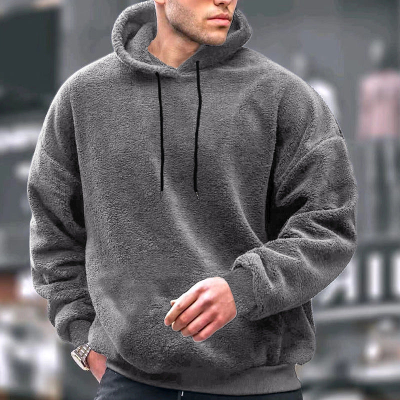 Herren Kuscheliger Fleece-Hoodie mit Kängurutasche und verstellbarer Kapuze Krohn-e