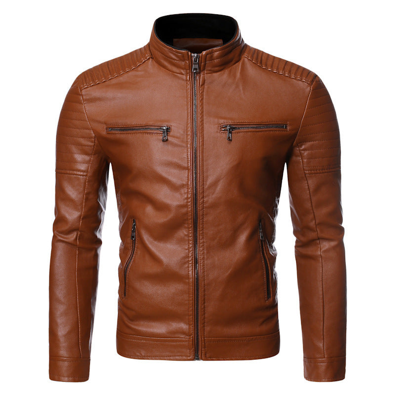 Herren Bikerjacke aus hochwertigem mit Reißverschlusstaschen Krohn-e