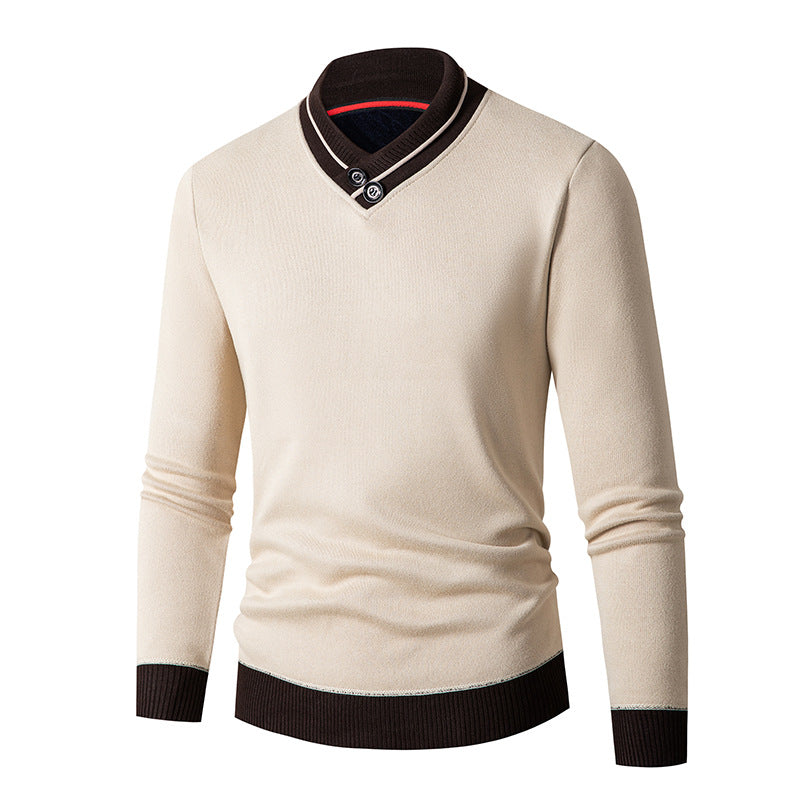 Herren Pullover mit modernem Schalkragen und Knopfdetails Krohn-e