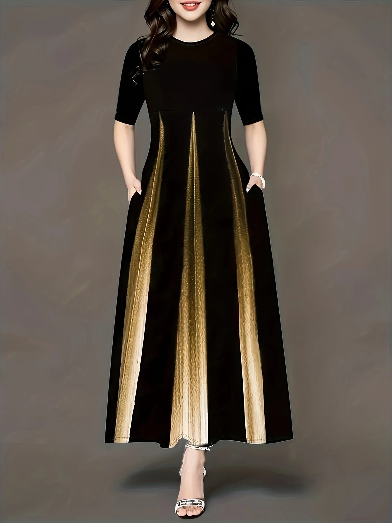 Damen Maxikleid mit modernem Farbverlauf und praktischen Seitentaschen Krohn-e