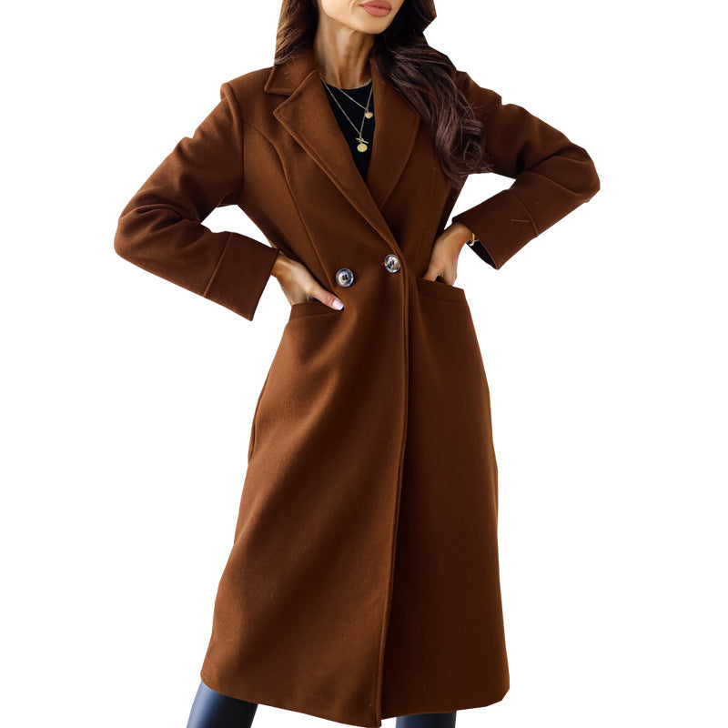 Damen Eleganter Wollmantel mit doppelter Brustknopfleiste und praktischen Taschen Krohn-e