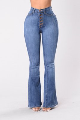 Damen Flared Jeans mit hohem Bund und dekorativer Knopfleiste Krohn-e