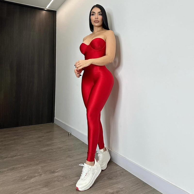 Damen Körperbetonter Jumpsuit mit Bügel-Bustier Krohn-e