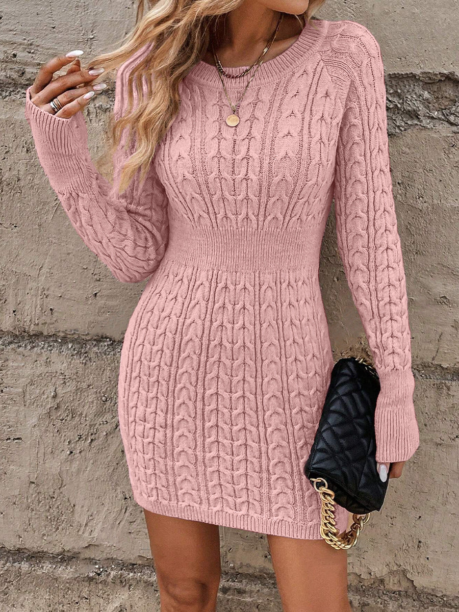 Damen Strickkleid mit modernem Zopfdesign und langen Ärmeln Krohn-e