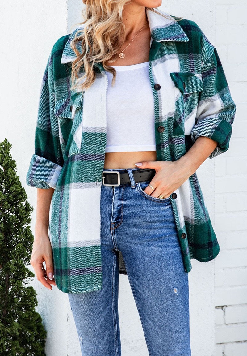 Damen Karierte Flanelljacke mit Brusttaschen Krohn-e