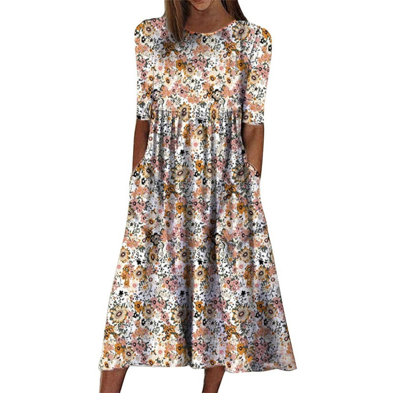 Fudus lässiges, lockeres Midikleid mit Taschen