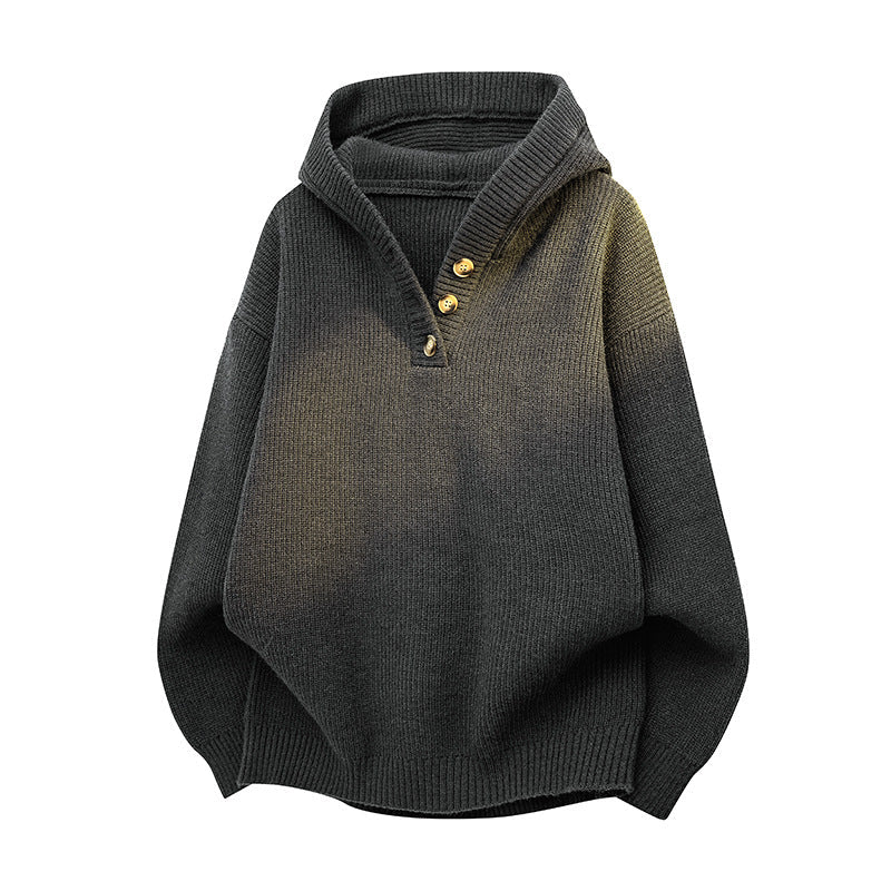 Damen Strickpullover mit halbem Reißverschluss und dekorativen Holzknöpfen Krohn-e