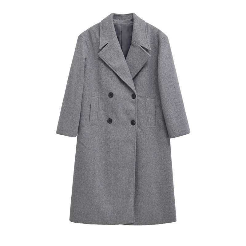 Damen Eleganter Übergrößen Doppelreiher-Wollmantel Krohn-e