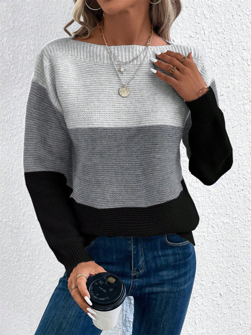Damen Klassischer Pullover mit Streifenmuster Krohn-e