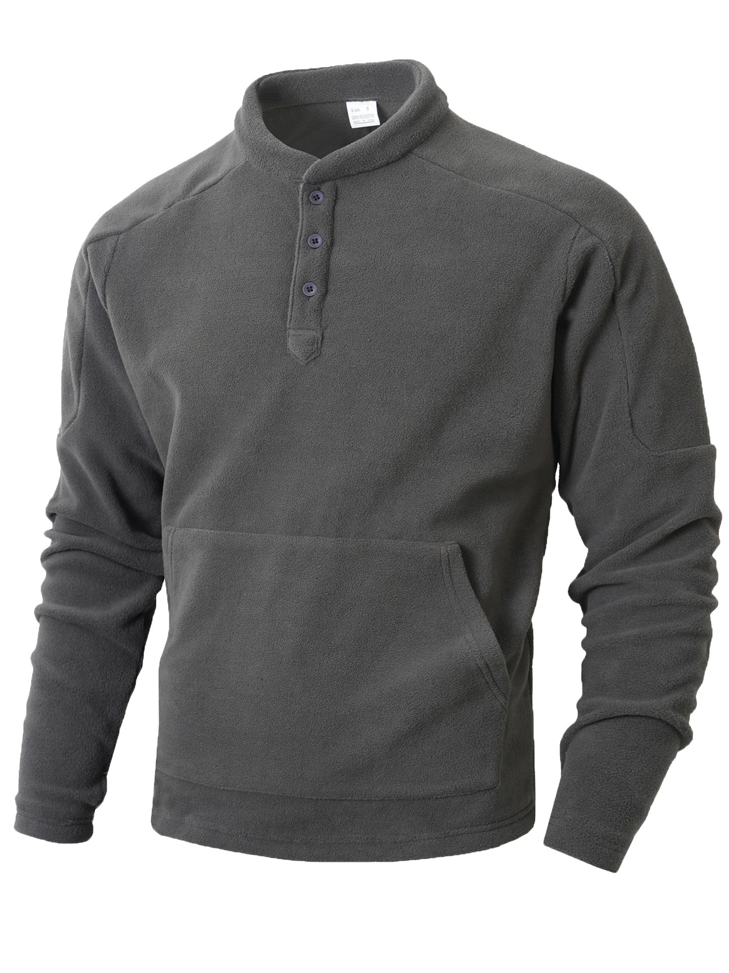 Herren Kuscheliger Fleece-Pullover mit Knopfleiste Krohn-e