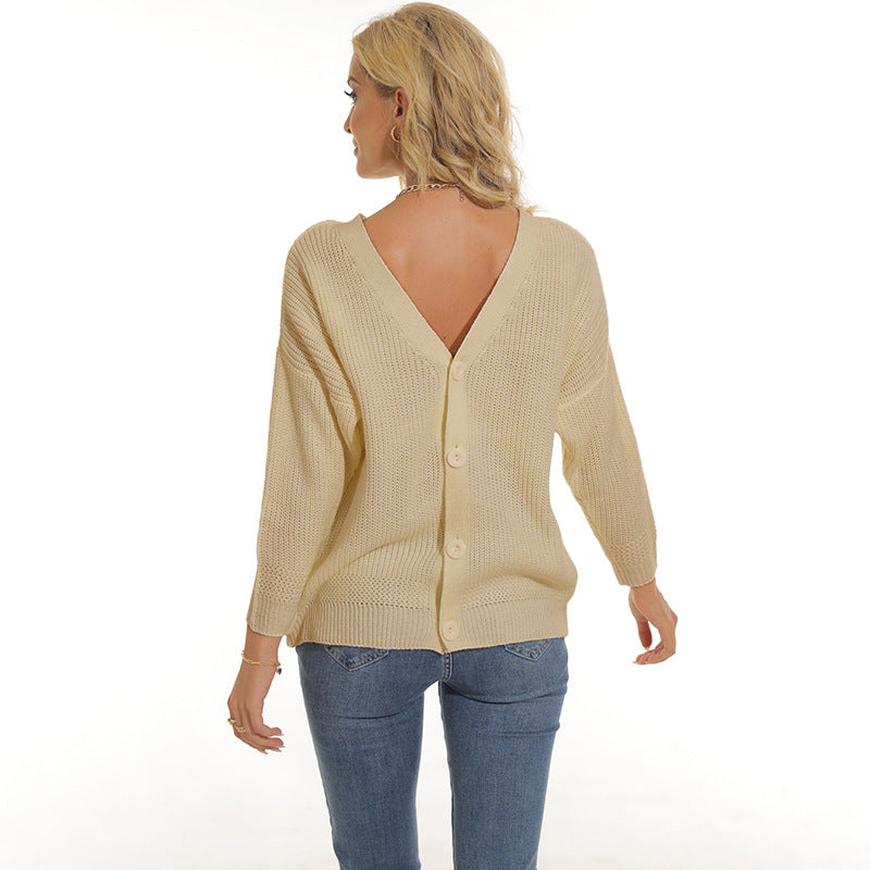 Damen Strickjacke mit tiefem V-Ausschnitt und Knopfleiste Krohn-e