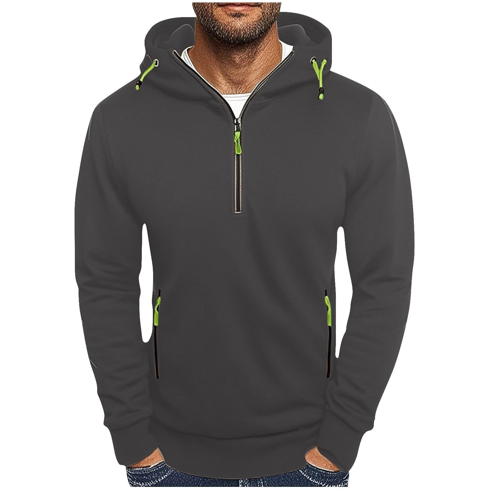Herren modischer Kapuzenpullover mit zwei Taschen und halbem Reißverschluss Krohn-e