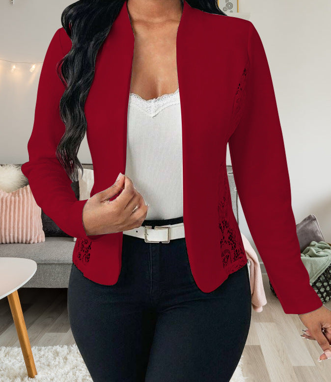Damen elegante Blazerjacke mit Spitzenakzenten Krohn-e