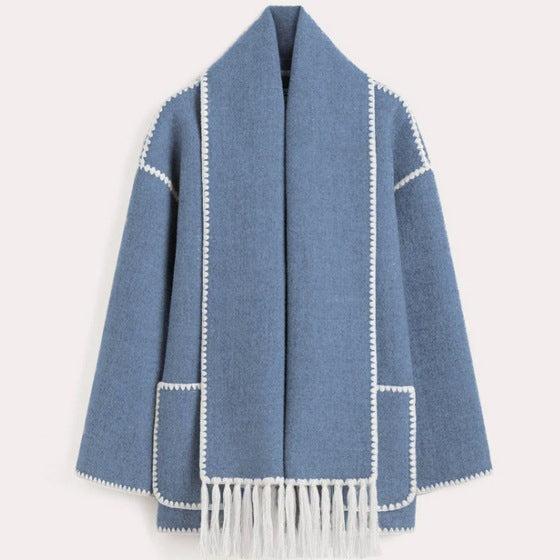 Damen Oversized Strickjacke mit Fransen und Taschen Krohn-e